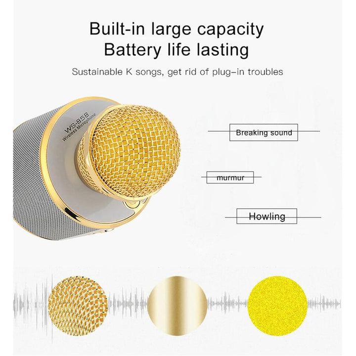 Singing microphone with bluetooth connectivity and compact speaker design