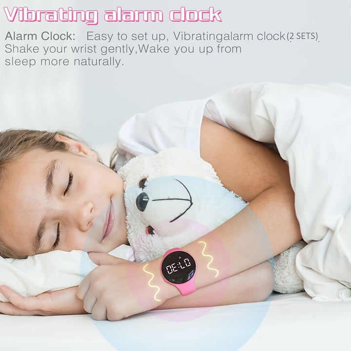 Kids smartwatch screen close-up with time and daily steps
