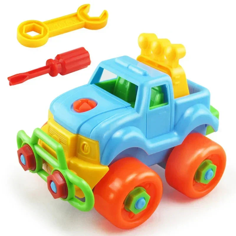 Kids DIY blue truck vehicle building set with tools