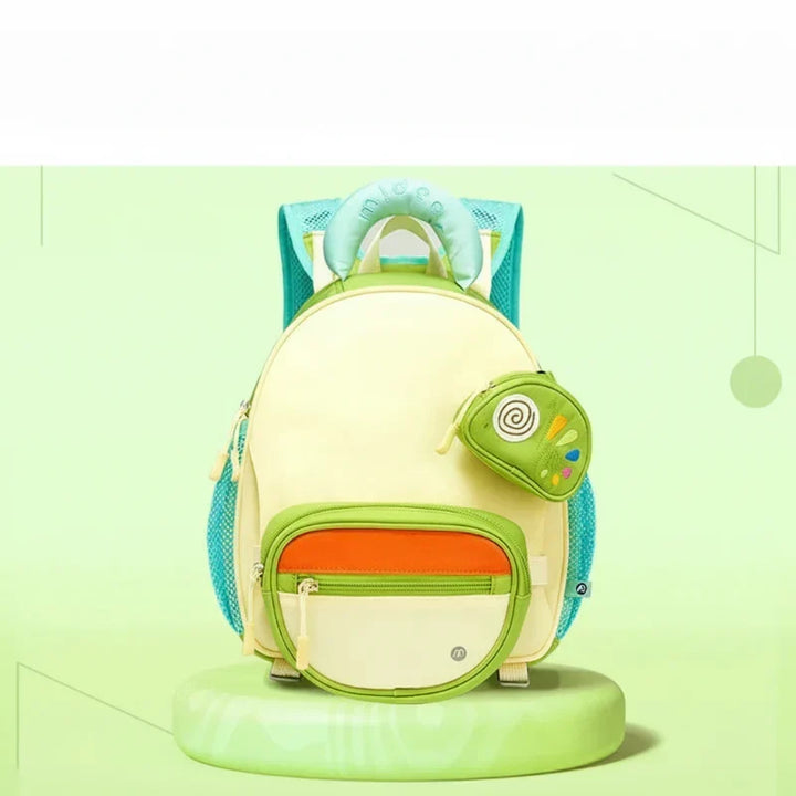 Top hanging loop and sturdy zipper detail on kids lightweight backpack