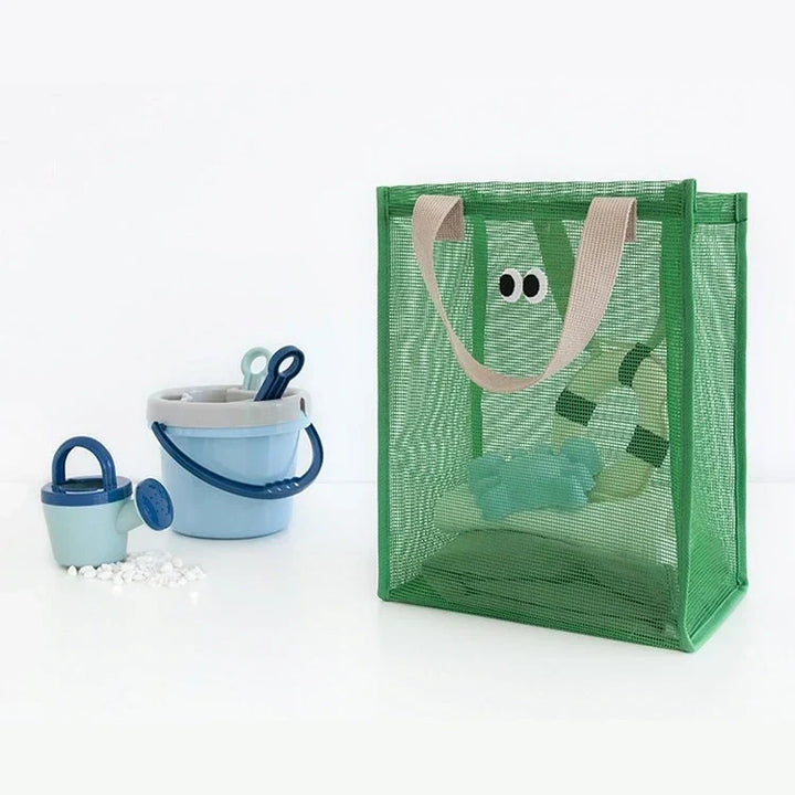 Foldable summer bag for kids shown packed compactly for travel and storage
