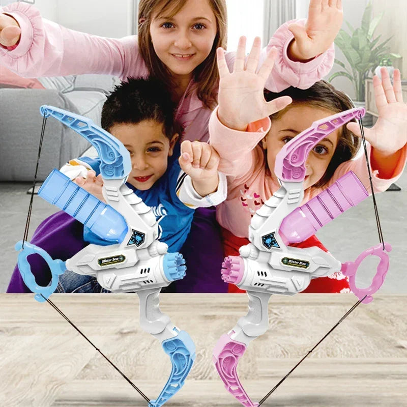 Side profile of the kids active play bow shaped bubble maker and water toy