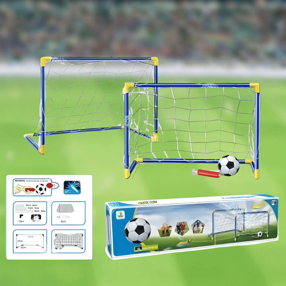 Portable kids soccer goal set for backyard games and outdoor sports training