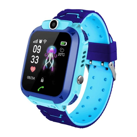 Children's smartwatch in blue color variant showing interactive screen