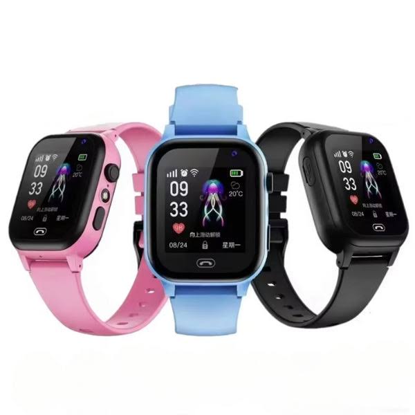 Three kids GPS smartwatches in blue, pink, and black