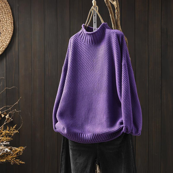Back view of a relaxed fit women's sweater for cozy fashion and everyday wear