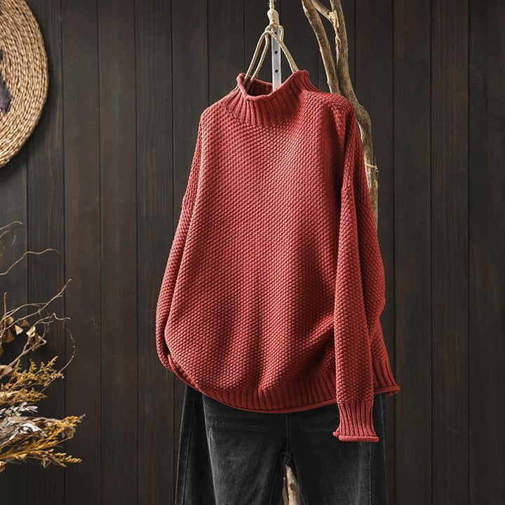 Stylish women's winter sweater showcasing texture and machine washable knit