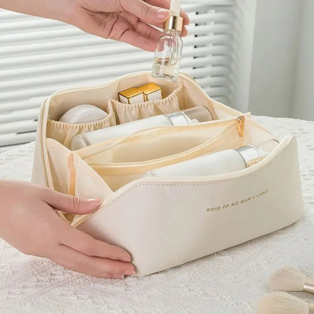 Compact women's accessory bag designed for easy luggage packing