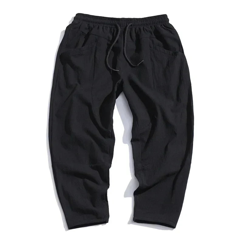 Casual mens cropped pants featuring a modern relaxed silhouette and lightweight summer design