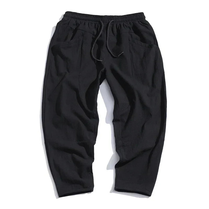 Casual mens cropped pants featuring a modern relaxed silhouette and lightweight summer design