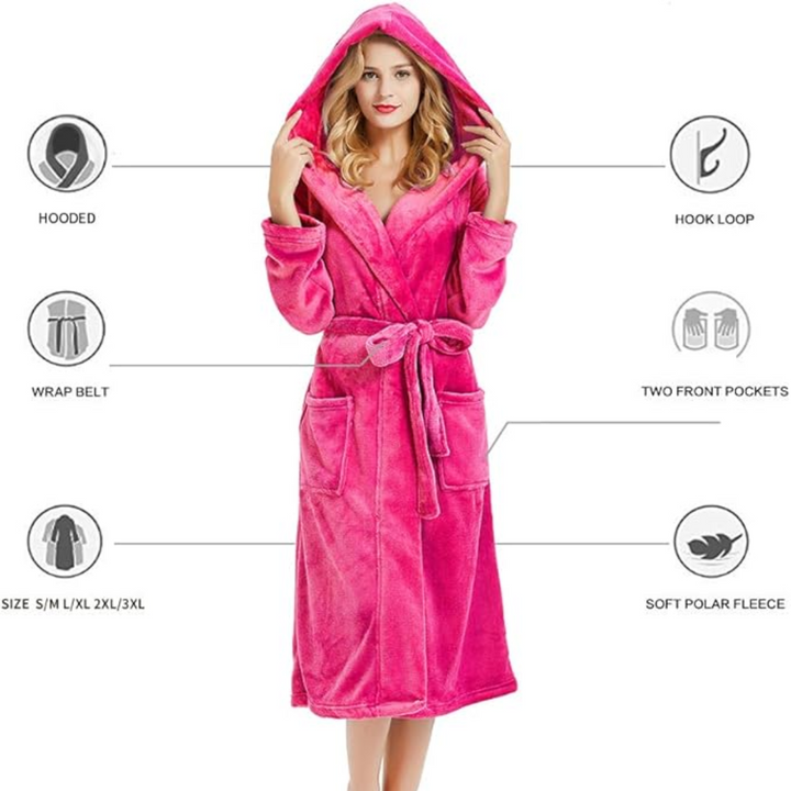 Warm sleepwear robe detail showing the adjustable waist tie belt