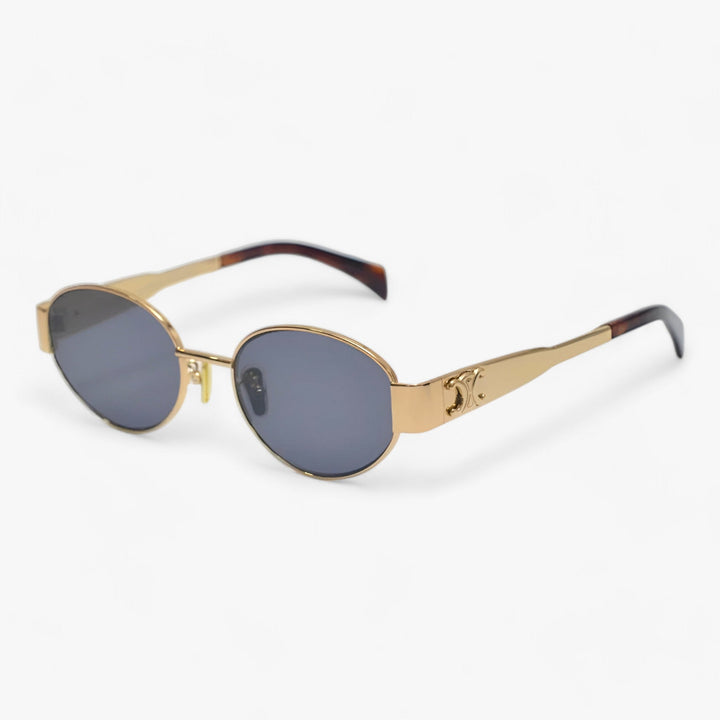 Detailed shot of trendy women's eyewear featuring elegant metal accents