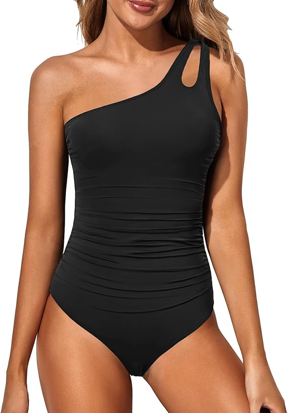 Full view of stylish womens one-piece bathing suit