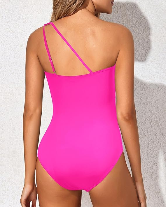Chic one-shoulder design on womens shaping swimsuit