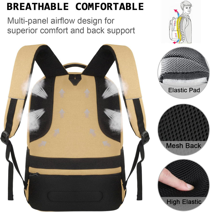 Unisex anti-theft laptop backpack with USB charging port, front view