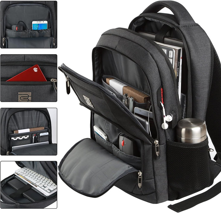 Travel-friendly smart backpack showing internal cable management