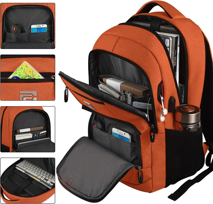 Final lifestyle view of anti-theft laptop backpack ready for action