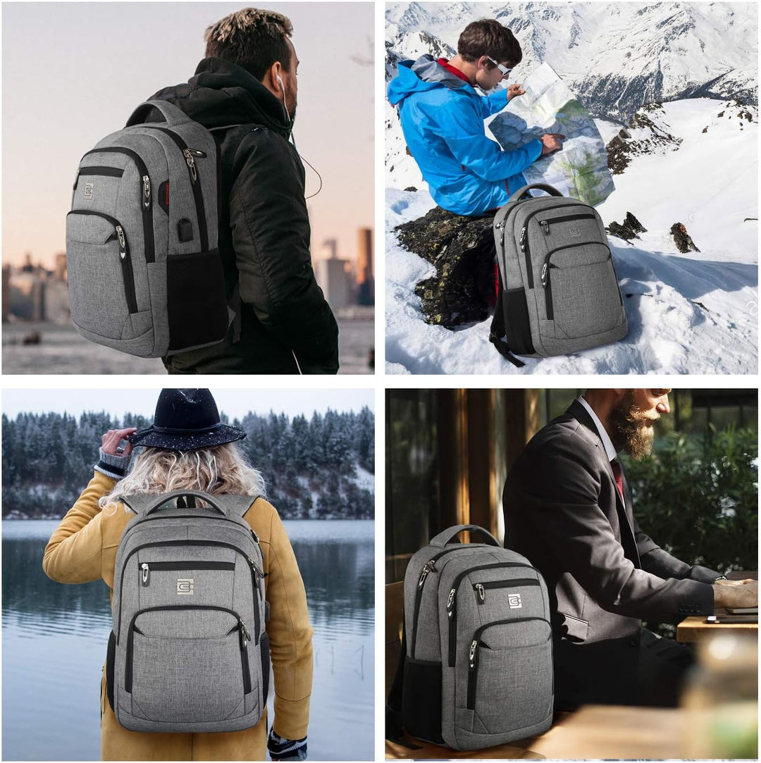 Laptop backpack interior compartment holding a device securely