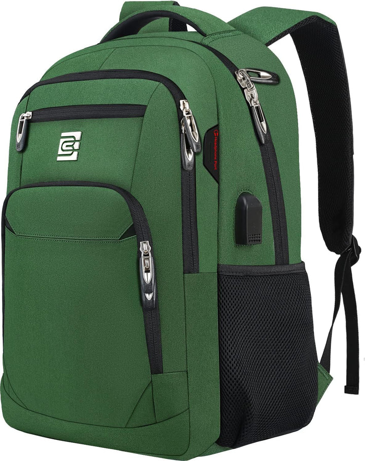 Side water bottle pocket on slim anti-theft school backpack