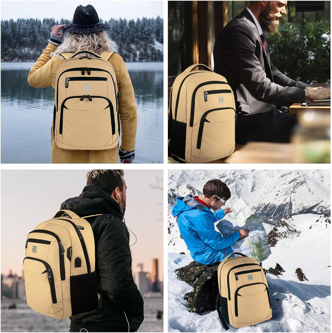 Grey smart school backpack with hidden anti-theft pockets