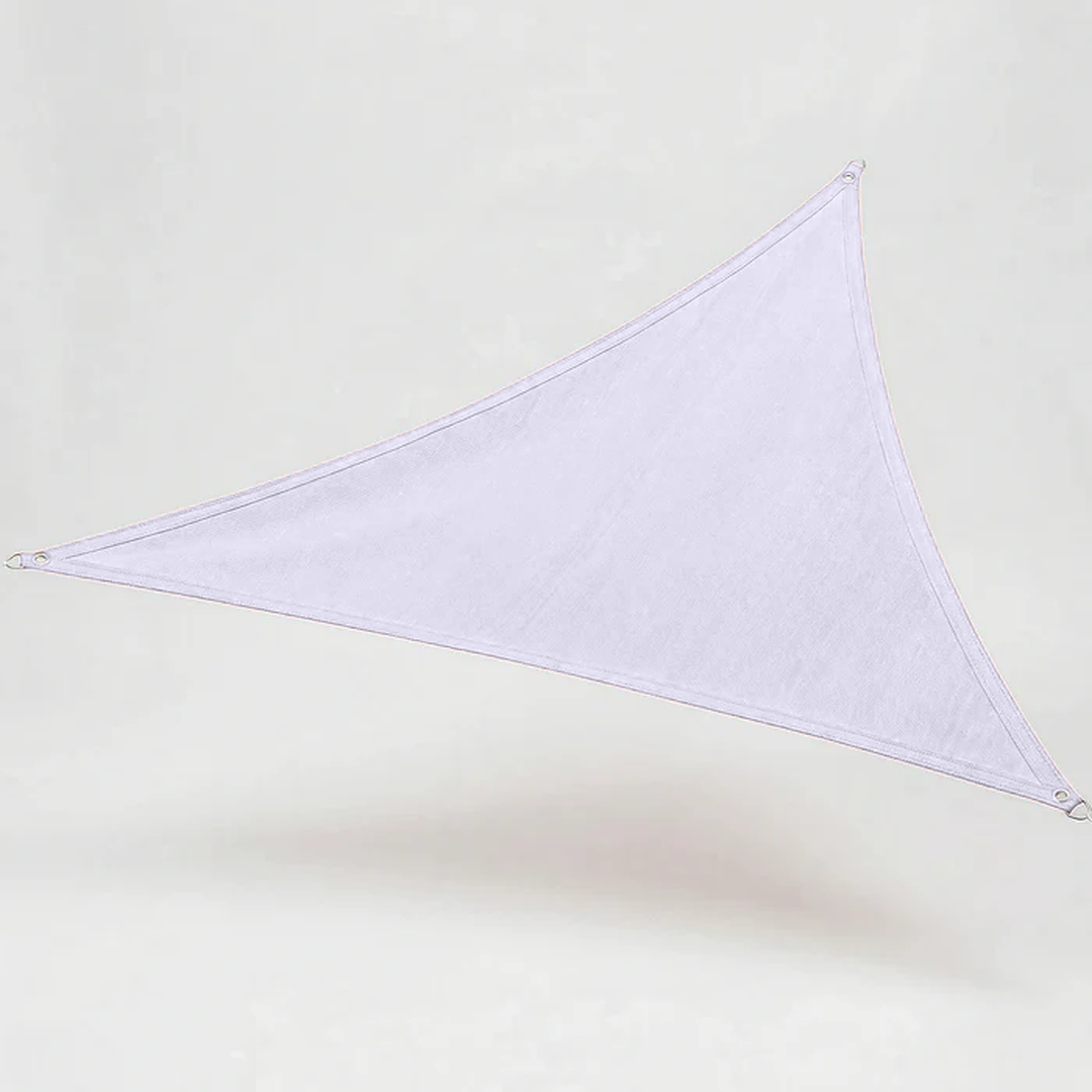 Large triangular sun sail in Moon Mist light gray color