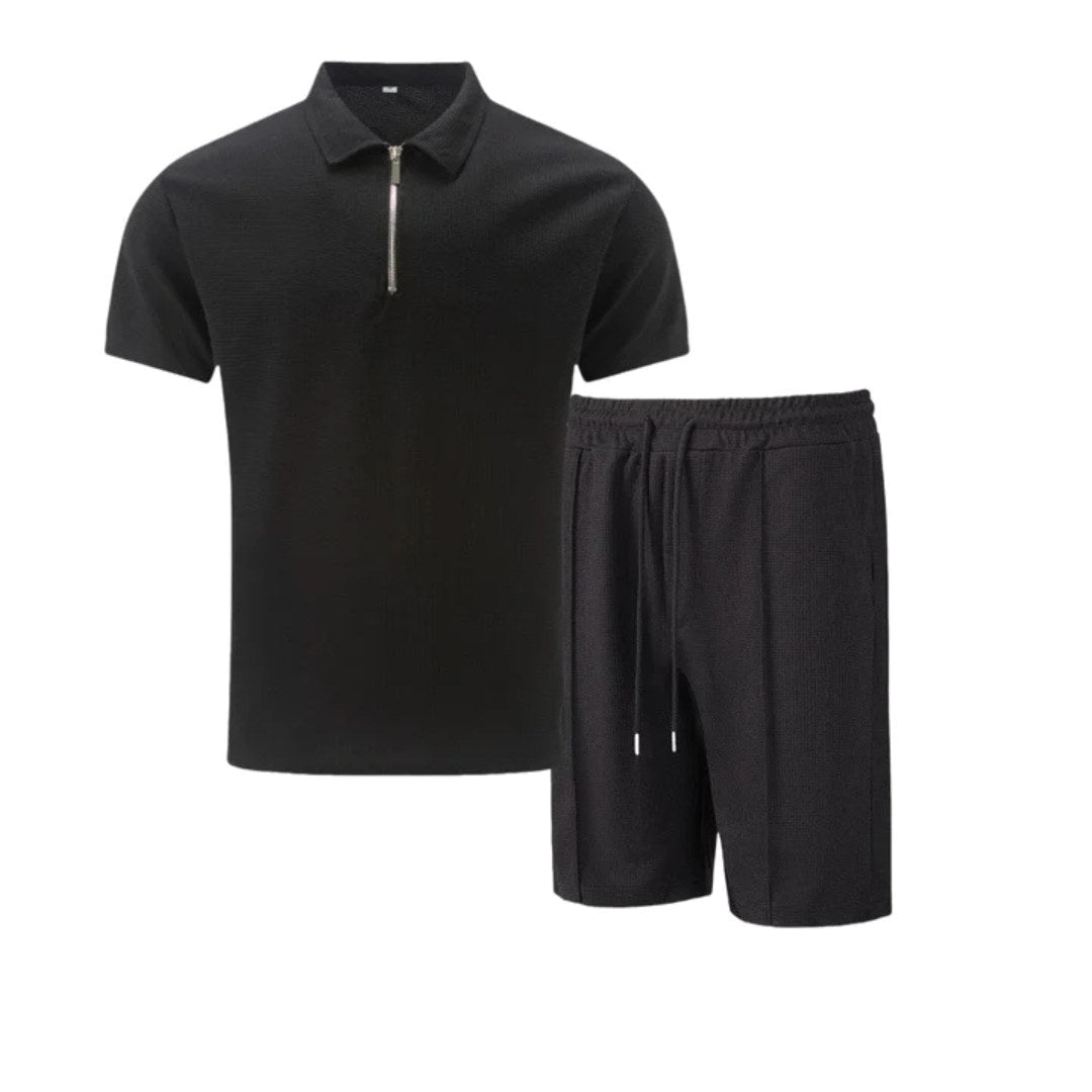 Detail view of the drawstring waist on the mens casual lounge shorts