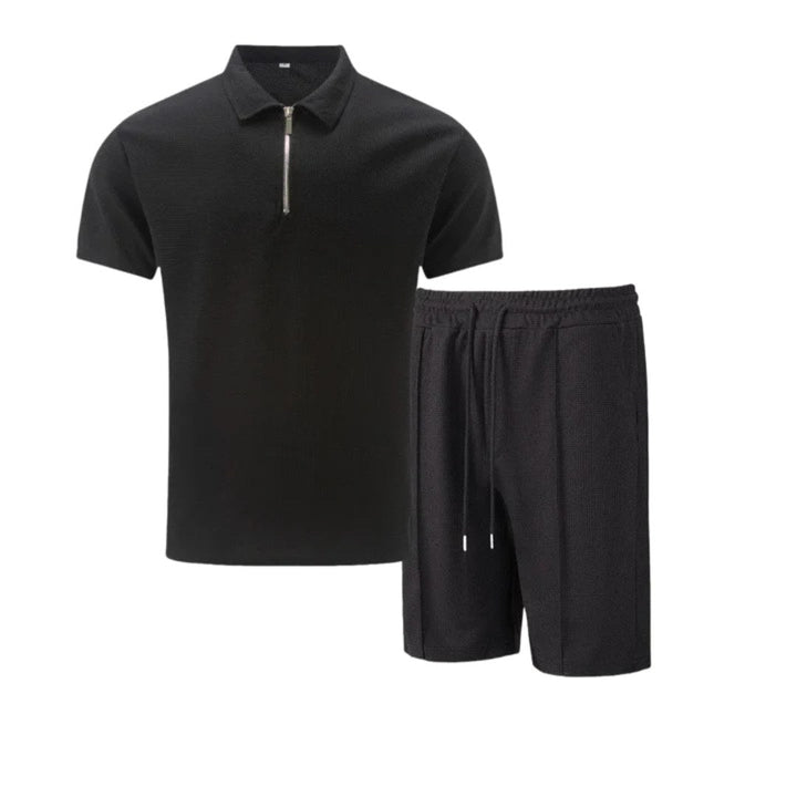 Detail view of the drawstring waist on the mens casual lounge shorts
