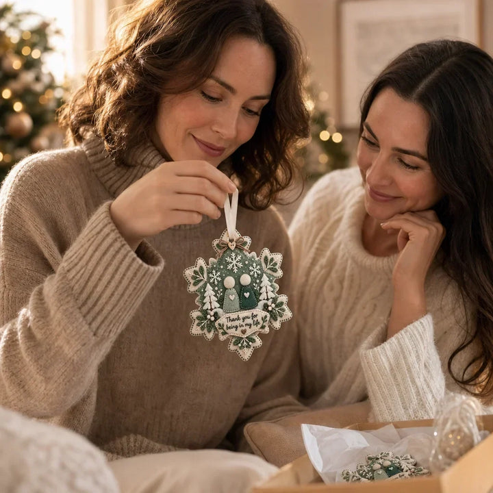 Unique holiday decor felt ornament designed as a thoughtful appreciation keepsake