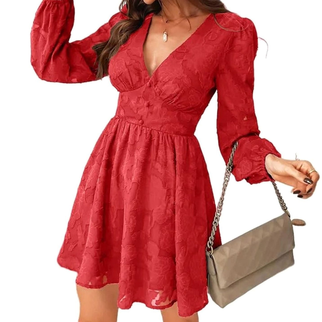 A-line party dress featuring elegant floral jacquard fabric