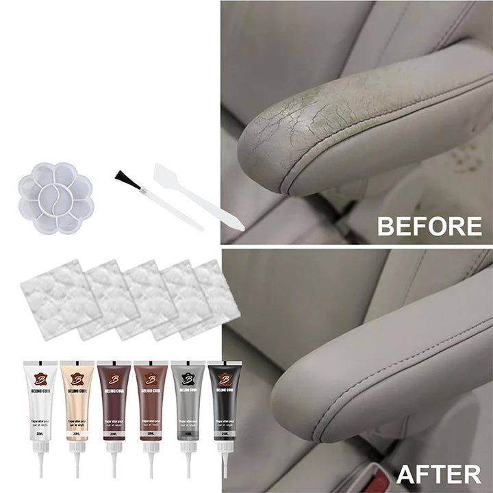 DIY leather repair kit paste showing easy application on damaged surface