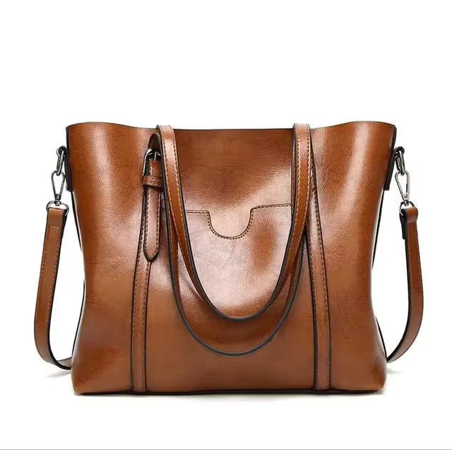 Brown women's spacious everyday tote bag front view