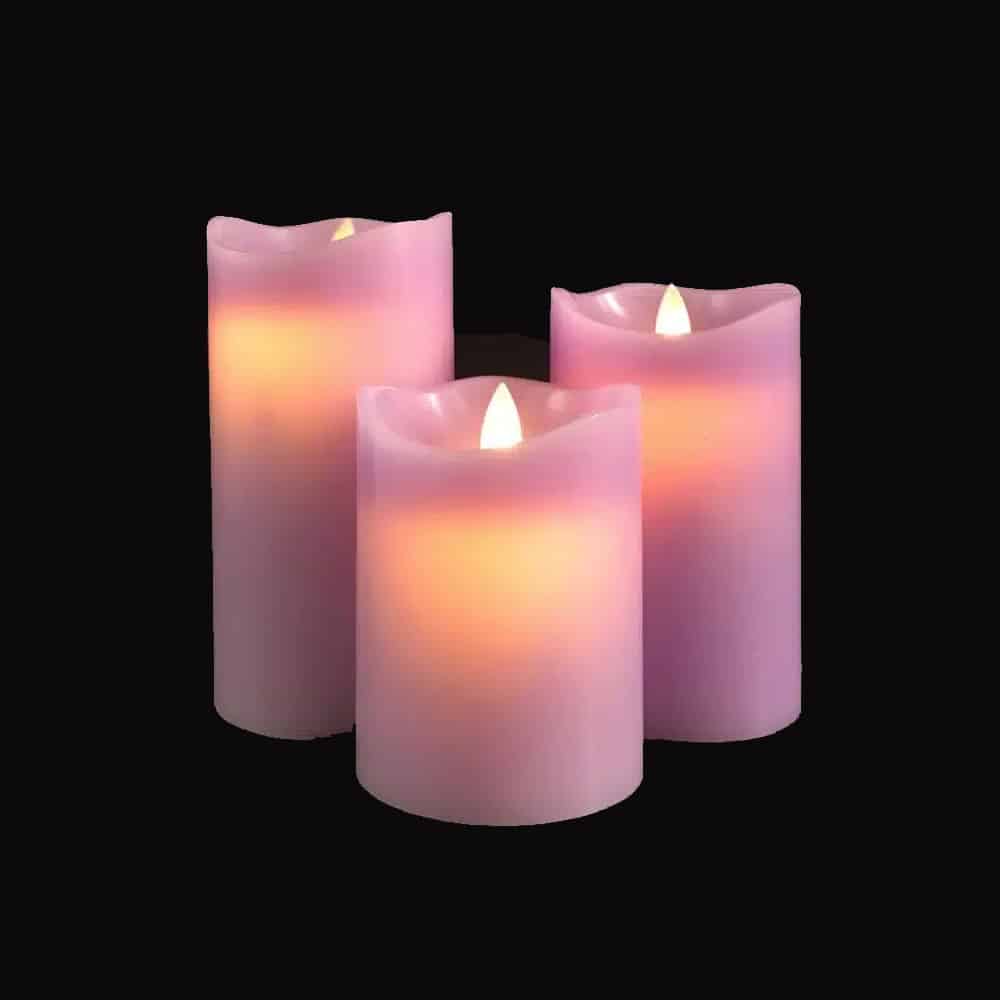 Flameless block candles featuring flickering 3D flame and remote control