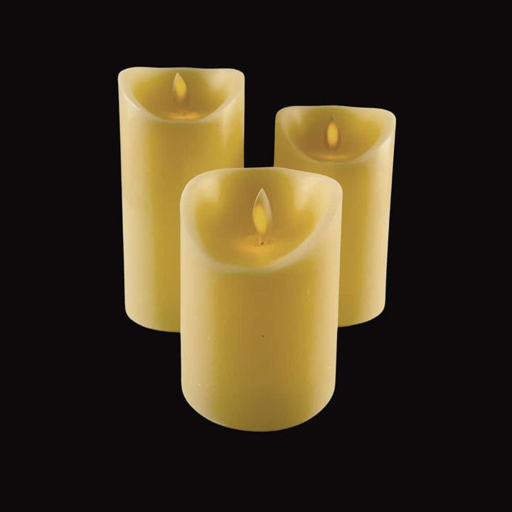 Decorative flameless candles with warm glow and remote timer function
