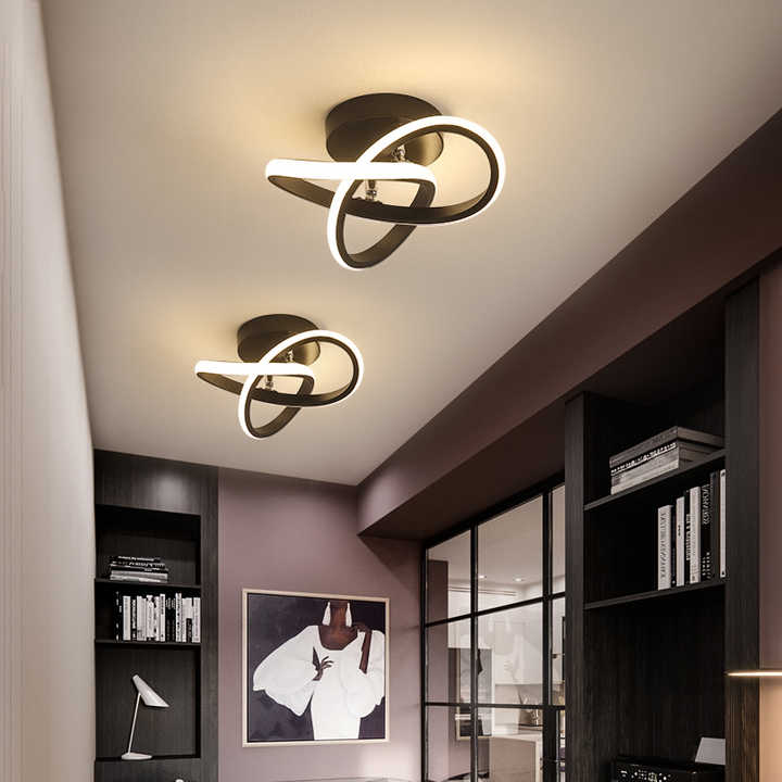 Black Clover modern LED ceiling lamp illuminating a stylish hallway interior