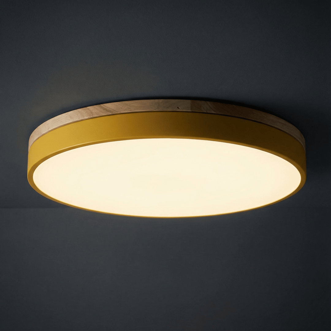 Dimmable LED ceiling lamp close up texture and minimalist frame detail