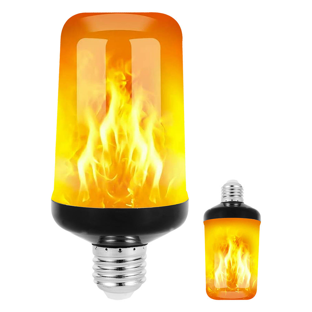 LED flame light bulb showing realistic fire effect with screw base