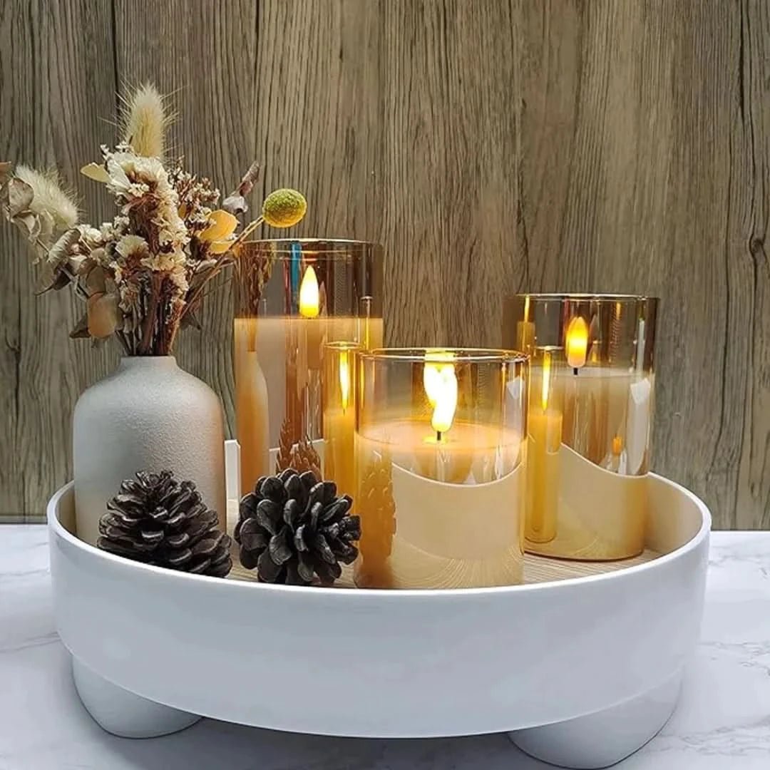 Eco-friendly flameless candles showing realistic wick design and glow
