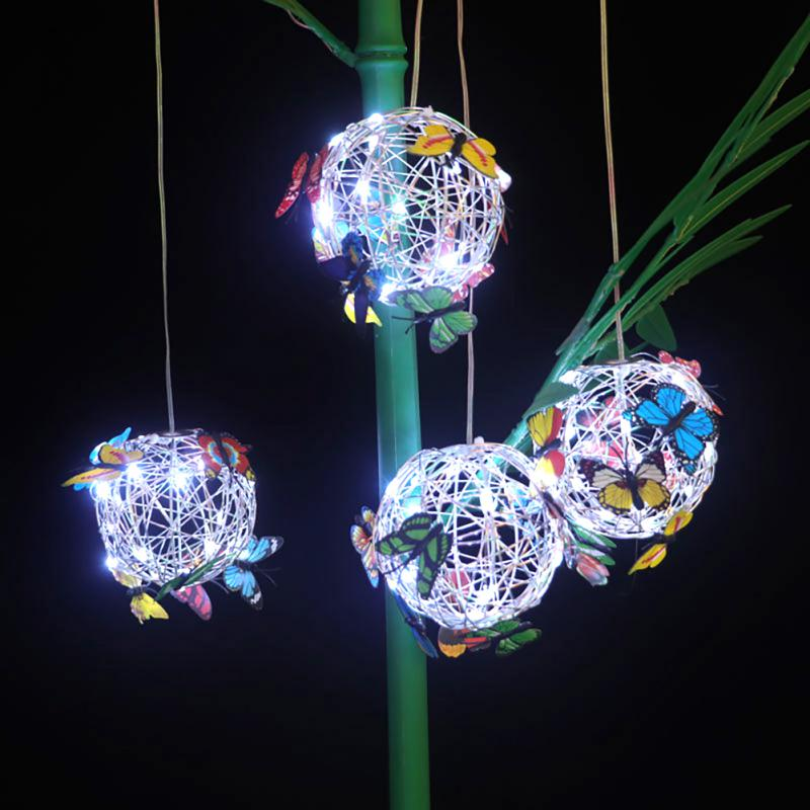 Eco-friendly outdoor solar lamp with decorative butterfly design for backyard decor