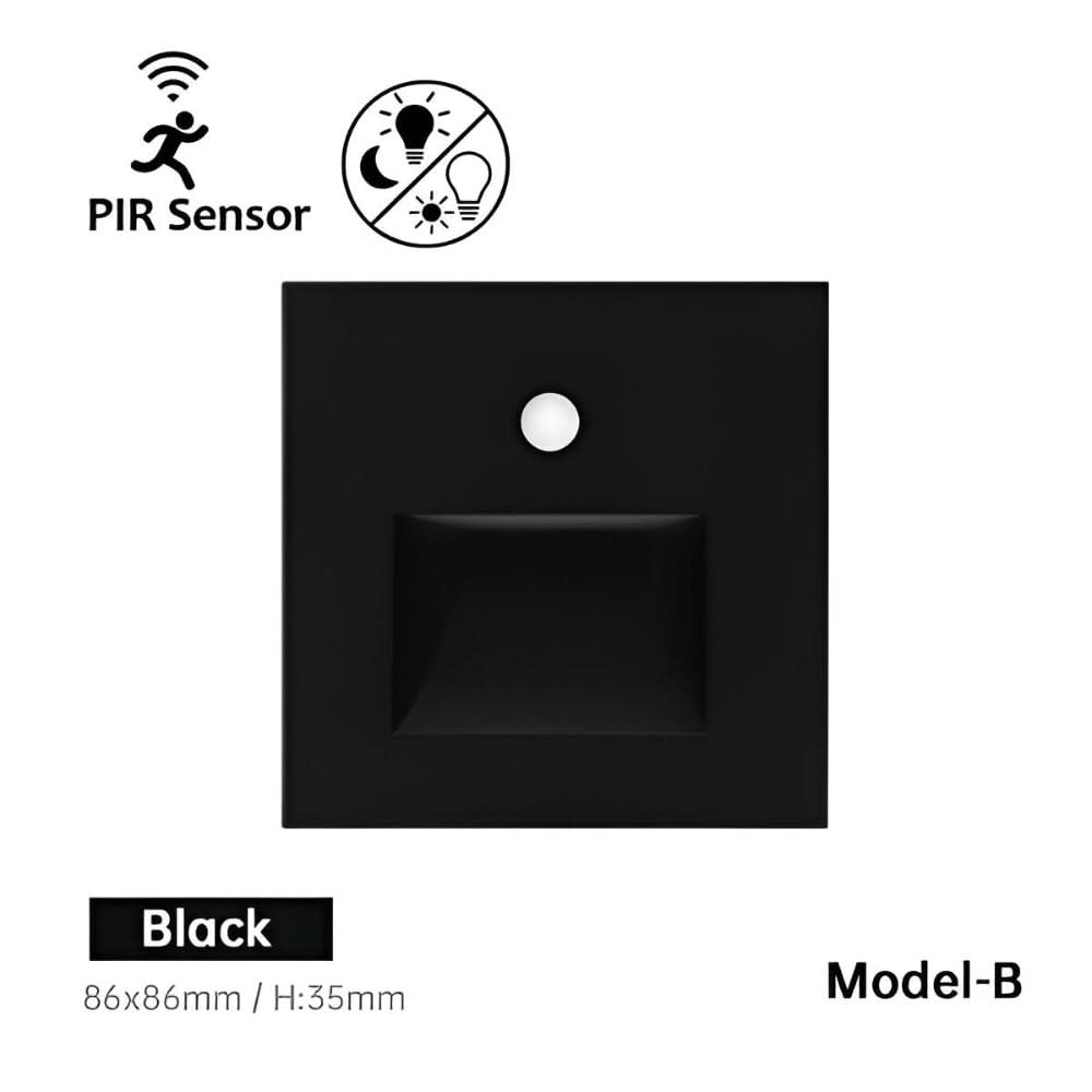 Recessed LED stair lighting illuminating steps for safe indoor night navigation