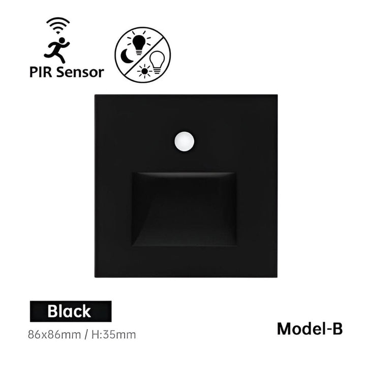 Recessed LED stair lighting illuminating steps for safe indoor night navigation