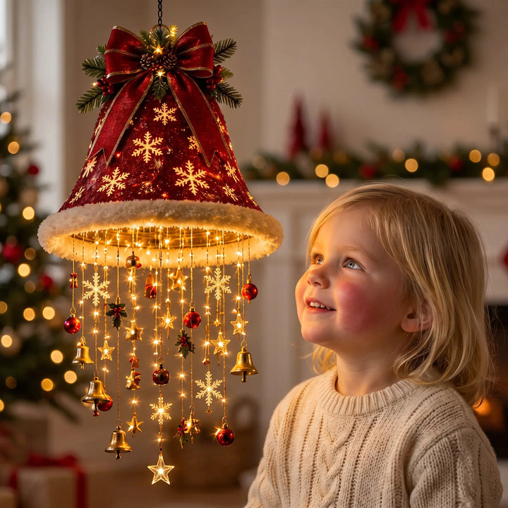Close-up of illuminated Christmas Santa hat with festive LED lights for celebrations