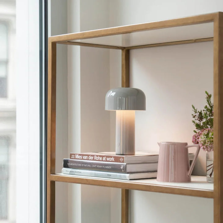 Cordless accent lamp enhancing a cozy reading nook atmosphere