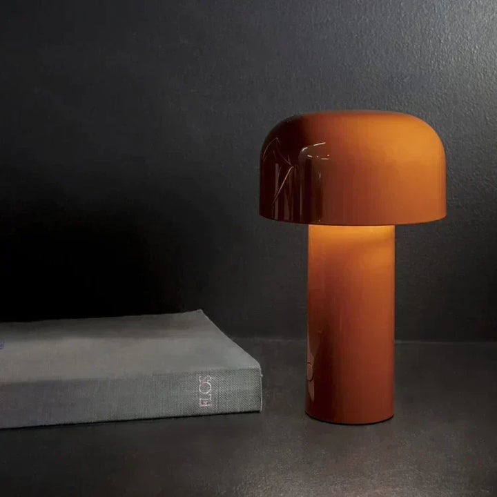 Rechargeable desk lamp providing warm accent lighting indoors