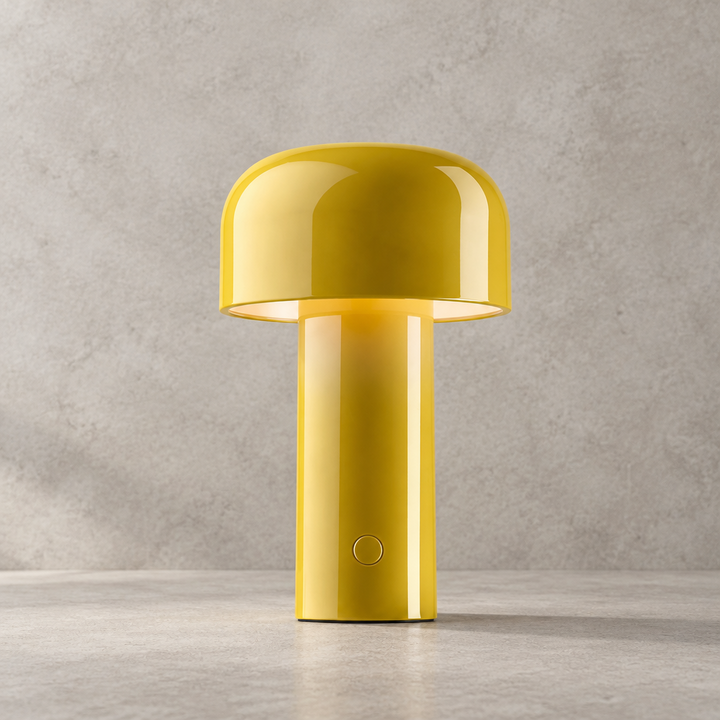 Compact LED cordless lamp sitting on a stylish coffee table