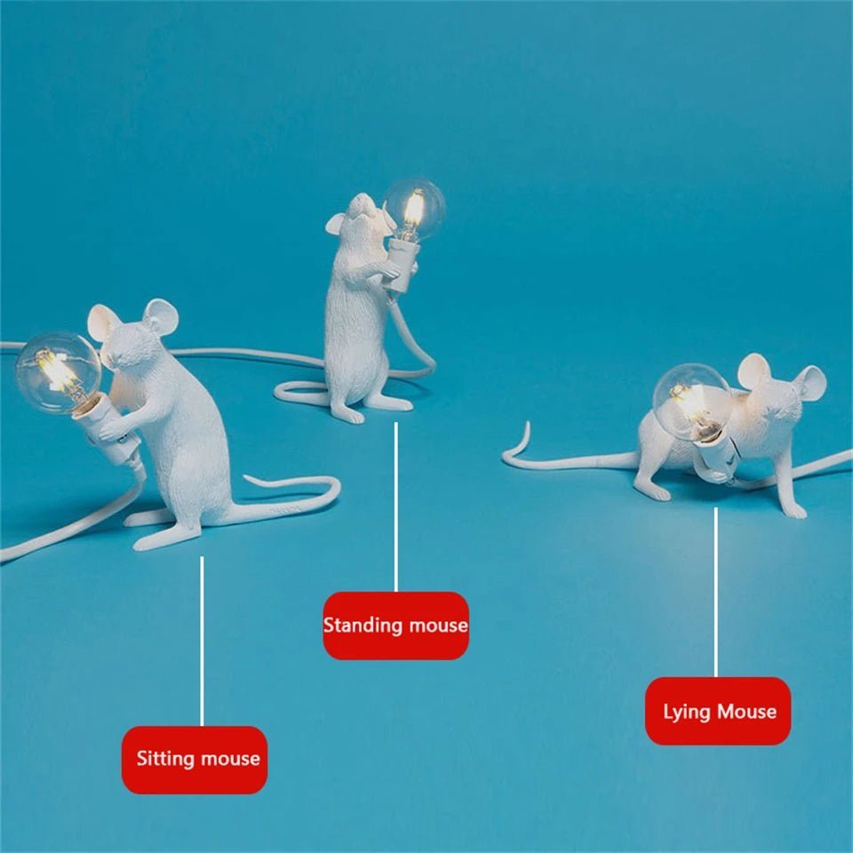 Cute mouse desk lamp illuminating a warm ambient glow in a cozy room decor