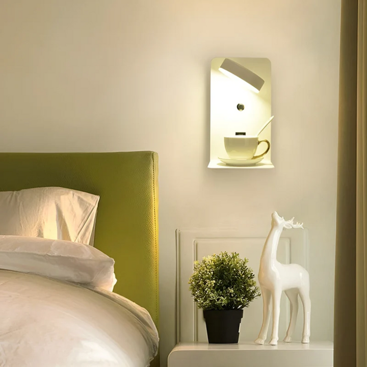Energy-efficient LED wall lighting installed above a desk for home office illumination
