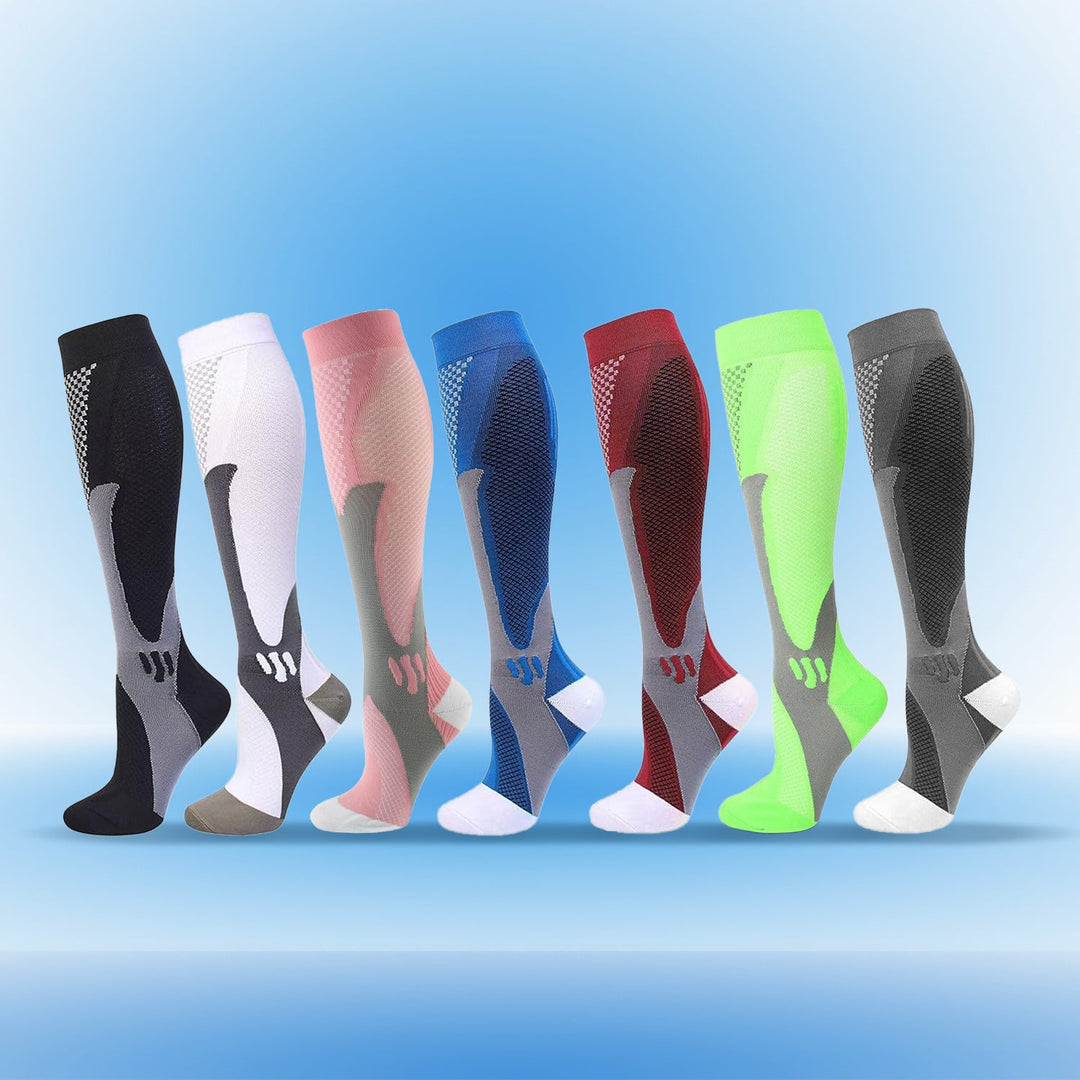 Unisex graduated compression socks in classic black for daily wear and travel support.