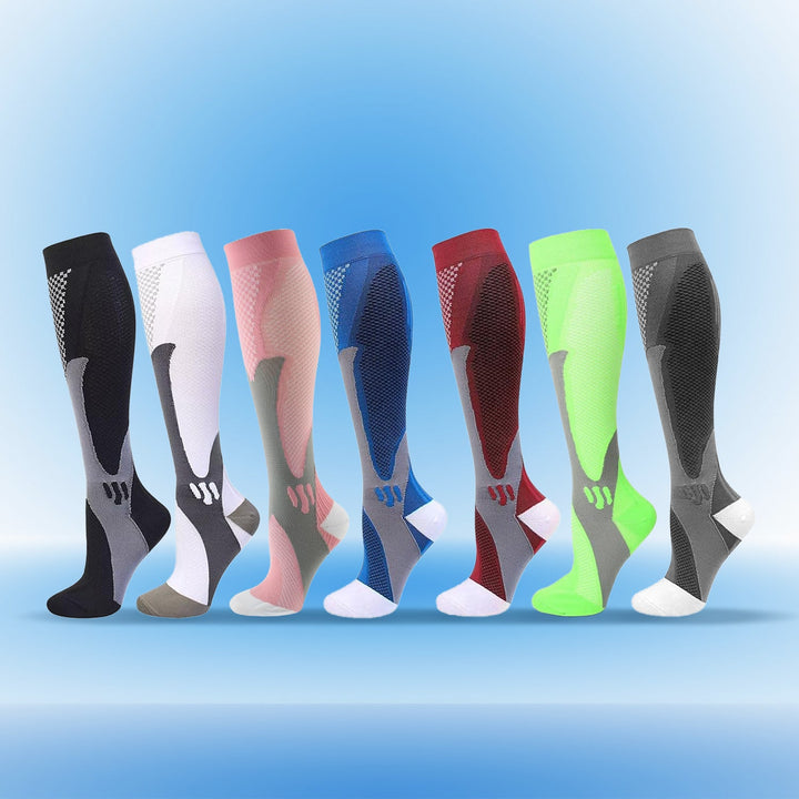 Unisex graduated compression socks in classic black for daily wear and travel support.