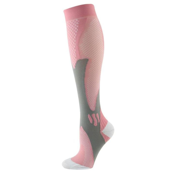 Folded pair of travel support socks ready for packing in fitness accessories kit.