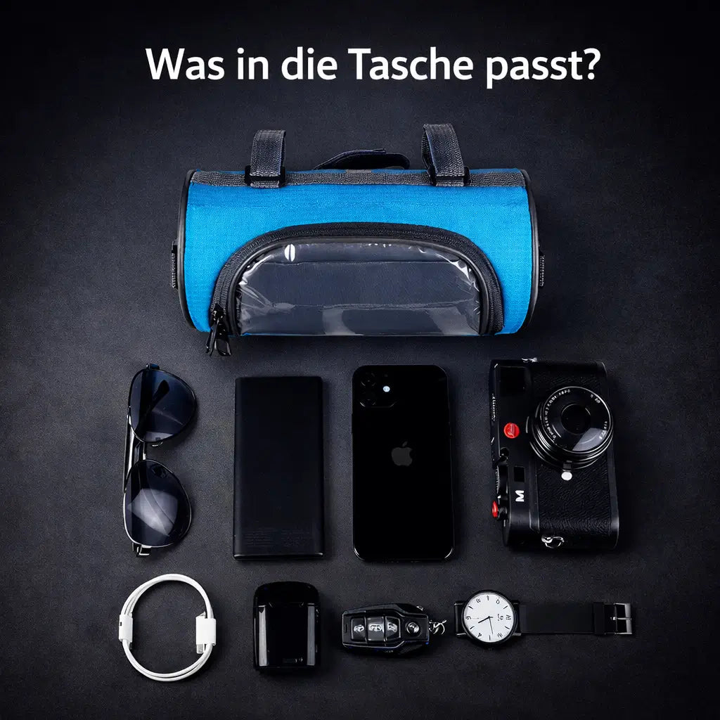 Cycling accessory handlebar bag showing durable material and secure straps